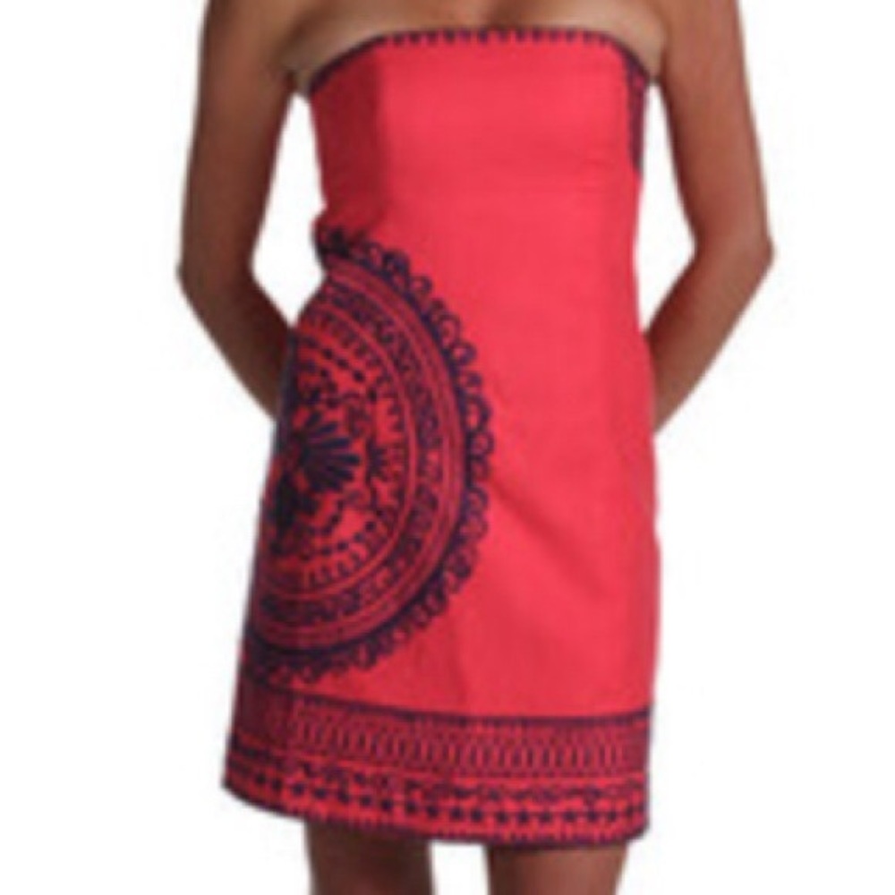 Lilly Pulitzer Coral Bowen Dress Embroidered